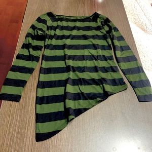 Green and Black Diagonal Cut Top
